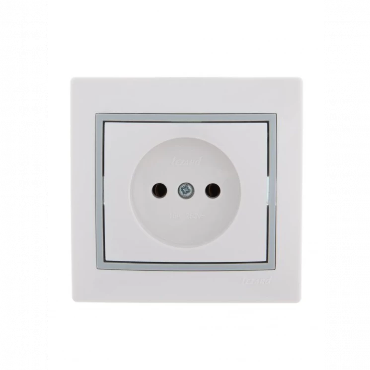 Розетка 1-м СП Mira 16А IP20 без заземл. с сер. вставкой керамика бел. LEZARD 701-0215-121