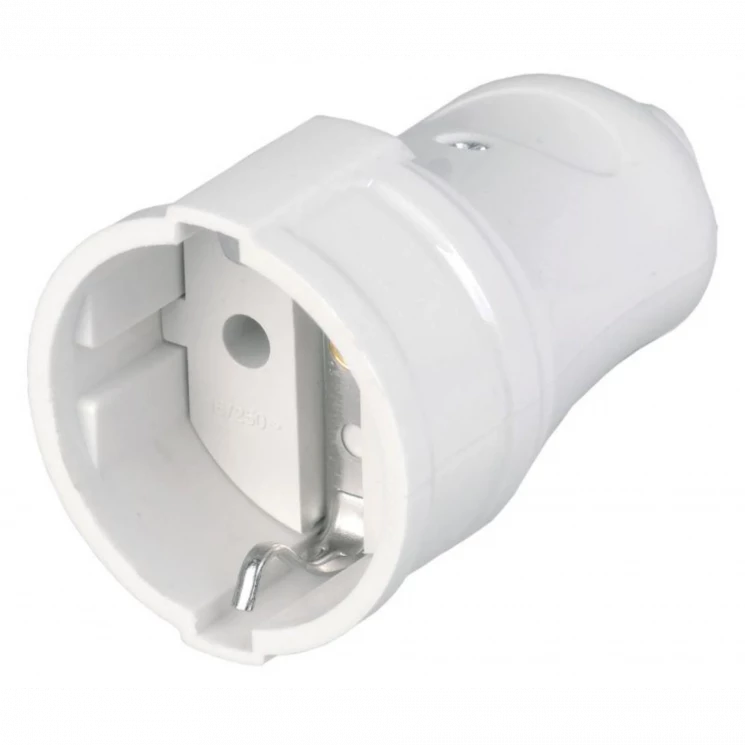 Розетка разборная РПп10-01-Ст 16А прямая разборная с заземл. бел. IEK ERP10-16-01-K01