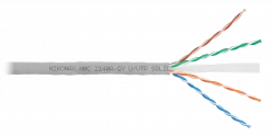 Кабель NIKOMAX U/UTP 4 пары, Кат.6 (Класс E), тест по ISO/IEC, 250МГц, одножильный, BC (чистая медь), 23AWG (0,53мм), поливинилхлорид, внутренний, сер