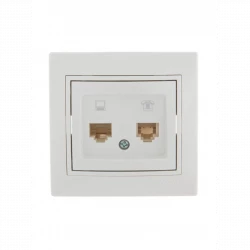 Розетка компьютерная + телефонная 2-м СП Mira RJ45 + RJ11 бел./бел. LEZARD 701-0202-143