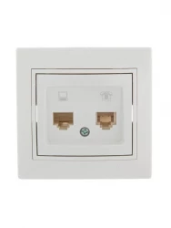 Розетка компьютерная + телефонная 2-м СП Mira RJ45 + RJ11 бел./бел. LEZARD 701-0202-143