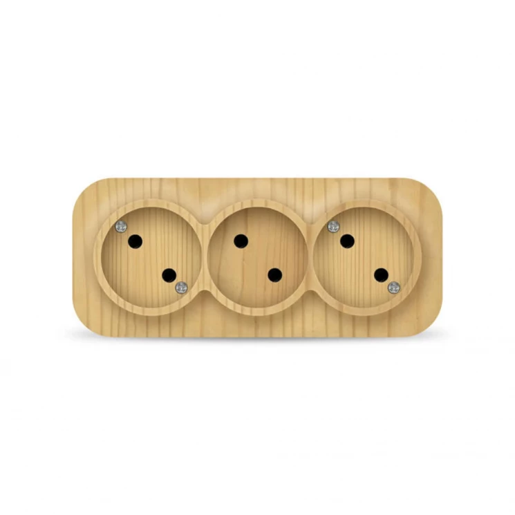 Розетка 3-м ОП 10А IP20 без заземл. сосна IONICH 1455