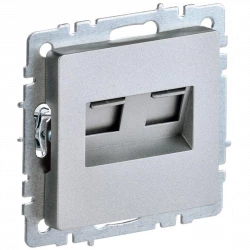 Розетка компьютерная двойная СП RJ45 кат.5E BRITE РК10-2-БрА алюм. IEK BR-K20-1-K47