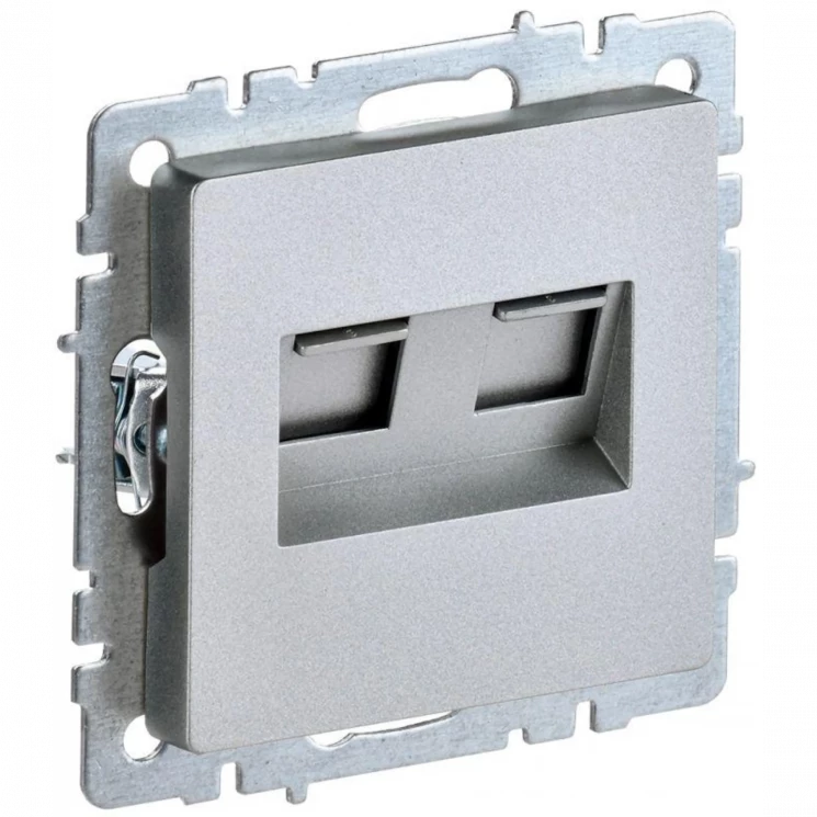 Розетка компьютерная двойная СП RJ45 кат.5E BRITE РК10-2-БрА алюм. IEK BR-K20-1-K47