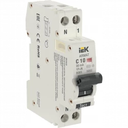 Выключатель автоматический дифференциального тока 2п (1P+N) C 10А 30мА тип AC АВДТ B06S 18мм ARMAT I