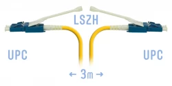 Патчкорд оптический LC/UPC SM Duplex (HD) 3 метра, волокно G.657.A1