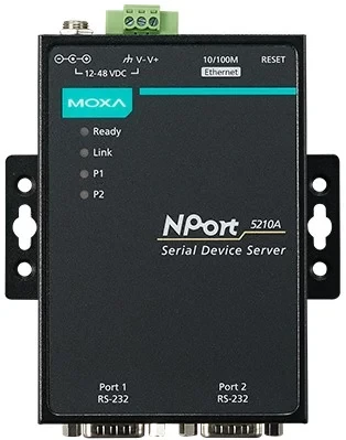 Nport 5210A 2-портовый усовершенствованный асинхронный сервер RS-232 в Ethernet MOXA