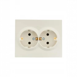 Розетка 2-м СП VESNA с заземл. ПБТ кремов. LEZARD 742-0300-127B
