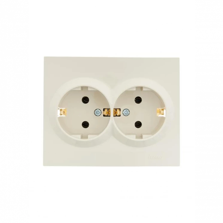 Розетка 2-м СП VESNA с заземл. ПБТ кремов. LEZARD 742-0300-127B