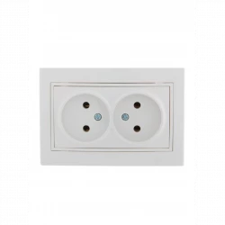 Розетка 2-м СП Mira 16А IP20 без заземл. с бел. вставкой керамика бел. LEZARD 701-0202-128
