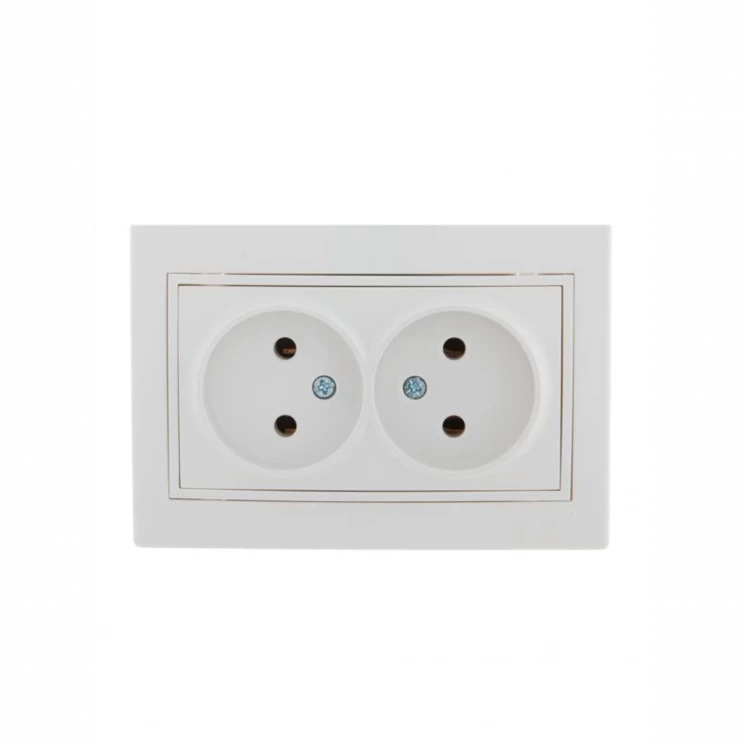 Розетка 2-м СП Mira 16А IP20 без заземл. с бел. вставкой керамика бел. LEZARD 701-0202-128