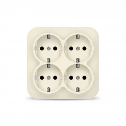 Розетка 4-м ОП 16А IP20 с заземл. сл. кость квадрат IONICH 1454