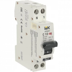 Выключатель автоматический дифференциального тока 2п (1P+N) C 10А 30мА тип A АВДТ B06S 18мм ARMAT IE