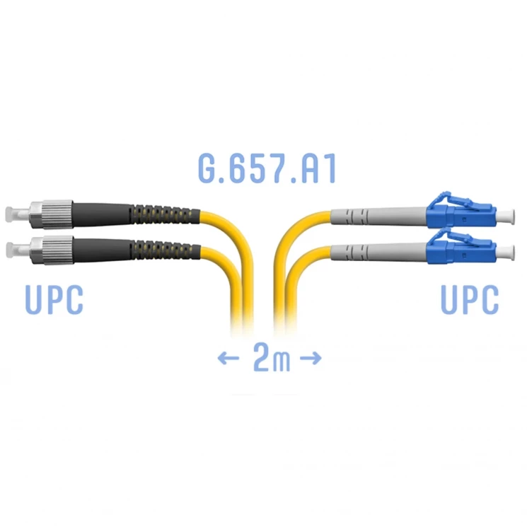 Патчкорд оптический LC/UPC-FC/UPC SM G.657.A1 Duplex 2 метра