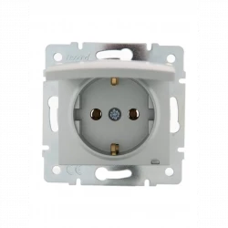 Розетка 1-м СП Karina с заземл. с крышкой термопласт механизм матов. серебр. LEZARD 707-4388-123B
