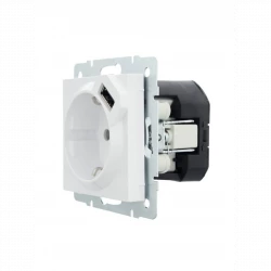 Розетка 1-м СП Vesna с заземл. с заряд. устройством USB механизм бел. LEZARD 742-0288-181