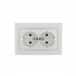 Розетка 2-м СП Mira 16А IP20 с заземл. с бел. вставкой керамика бел. LEZARD 701-0202-127