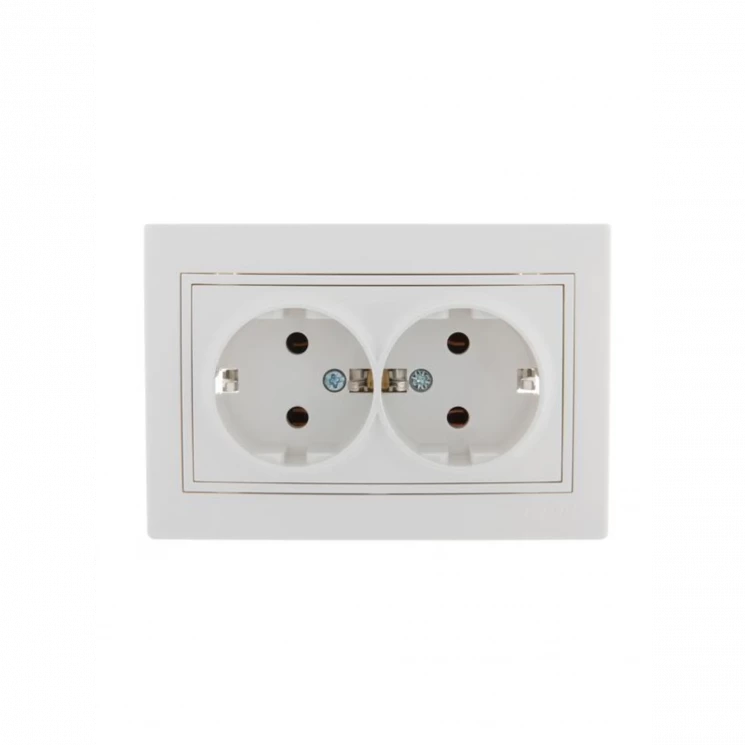 Розетка 2-м СП Mira 16А IP20 с заземл. с бел. вставкой керамика бел. LEZARD 701-0202-127