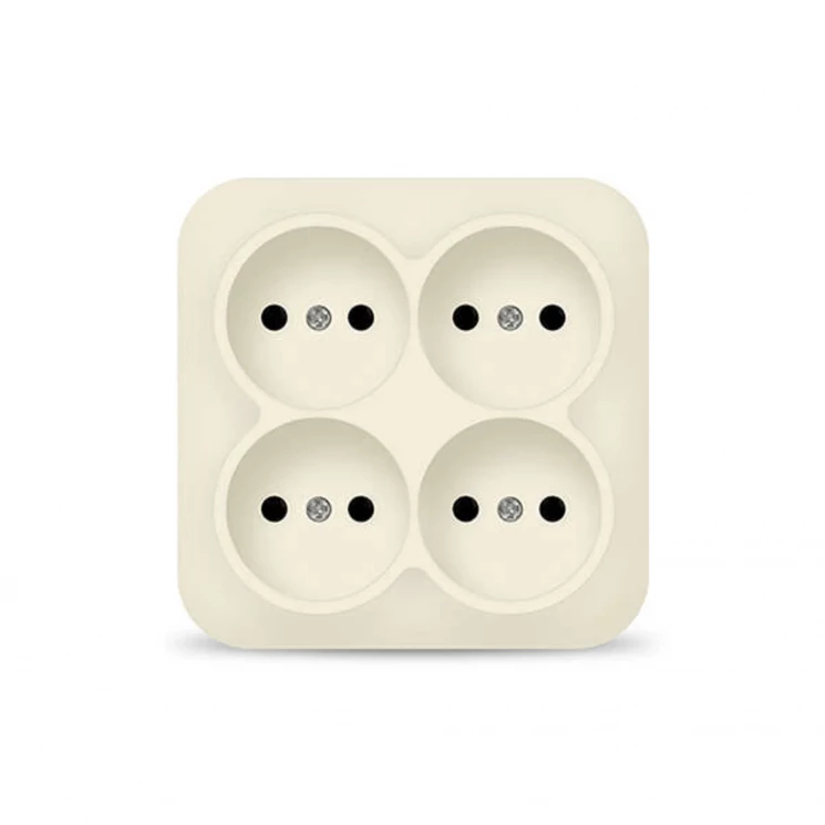 Розетка 4-м ОП 10А IP20 квадрат. без заземл. сл. кость IONICH 1453