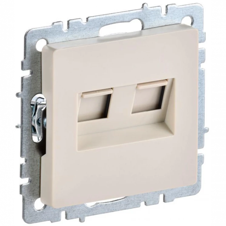 Розетка компьютерная двойная СП RJ45 кат.5E BRITE РК10-2-БрКр беж. IEK BR-K20-1-K10