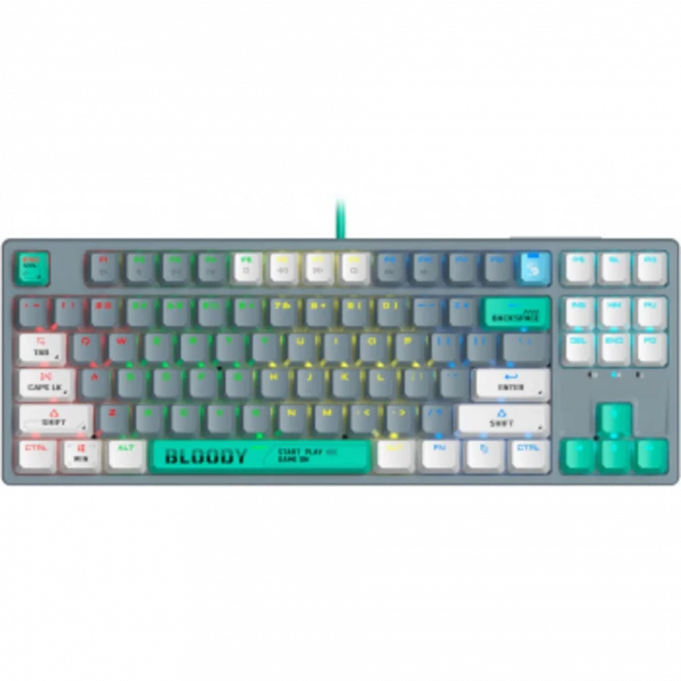 Клавиатура A4Tech Bloody S87 Energy механическая серый/зеленый USB for gamer LED (S87 USB ENERGY ASH)