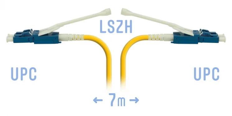 Патчкорд оптический LC/UPC SM Duplex (HD) 7 метров, волокно G.657.A1