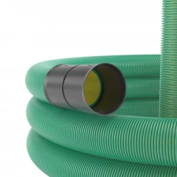 Труба гофрированная двустенная ПНД гибкая дренажная d160мм без фильтра SN6 перфорация 360град. зел.
