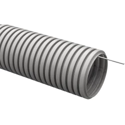 Труба гофрированная ПВХ d16мм с протяжкой сер. (уп.100м) IEK CTG20-16-K41-100I