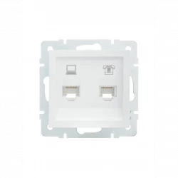 Розетка компьютерная + телефонная 1-м СП Vesna механизм бел. LEZARD 742-0288-143