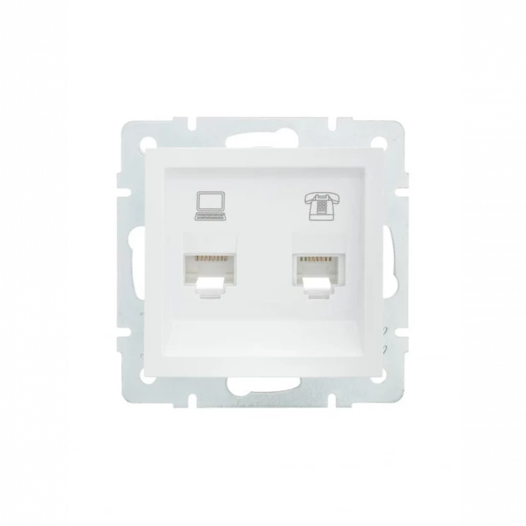 Розетка компьютерная + телефонная 1-м СП Vesna механизм бел. LEZARD 742-0288-143