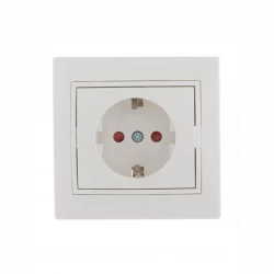Розетка 1-м СП Mira 16А IP20 с заземл. защ. шторки с бел. вставкой керамика бел. LEZARD 701-0202-124
