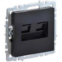Розетка компьютерная двойная СП RJ45 кат.5E BRITE РК10-2-БрЧ черн. IEK BR-K20-1-K02