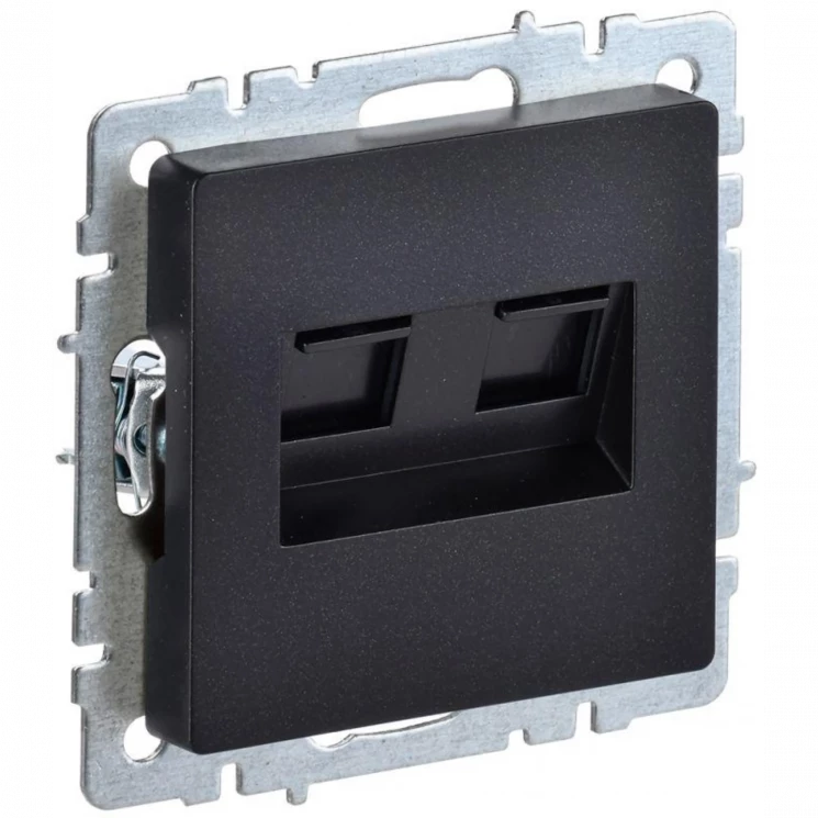 Розетка компьютерная двойная СП RJ45 кат.5E BRITE РК10-2-БрЧ черн. IEK BR-K20-1-K02