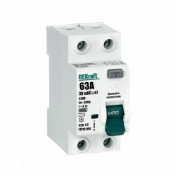Выключатель дифференциального тока (УЗО) 2п 63А 30мА тип AC 6кА УЗО-03 DEKraft 14210DEK