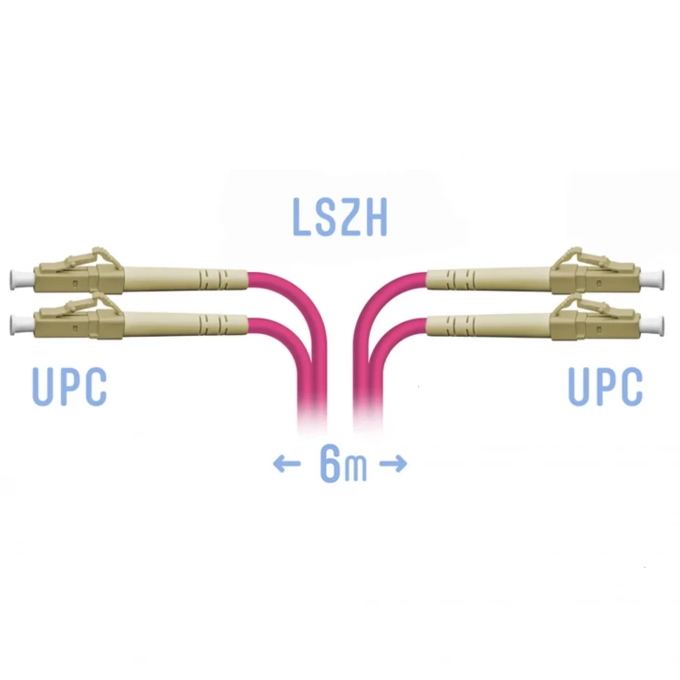 Патчкорд оптический LC/UPC-LC/UPC MM (OM4) Duplex 6 метров