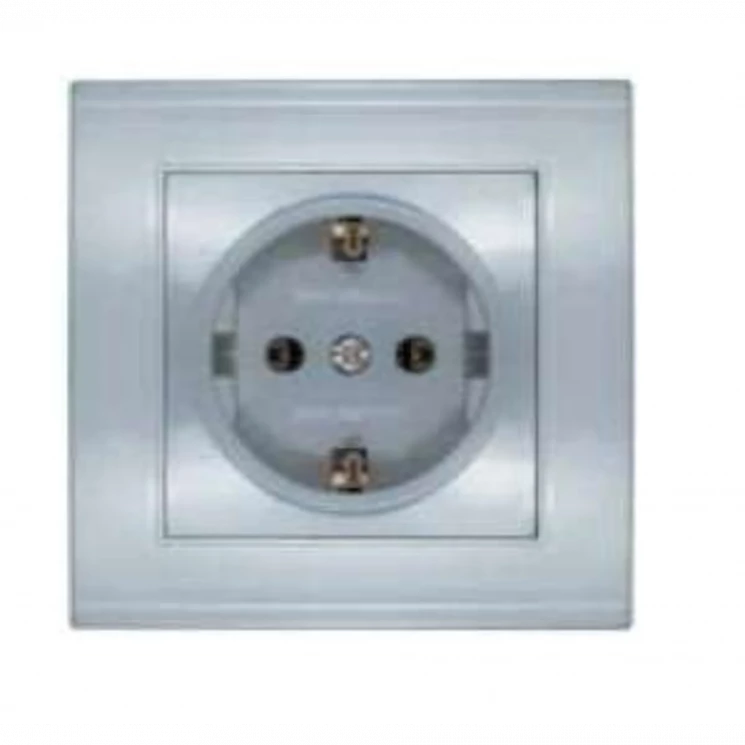 Розетка 1-м СП Бриллиант 16А IP20 с заземл. серебр. UNIVersal 7949872