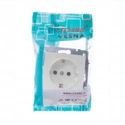 Розетка 1-м СП Vesna с заземл. защ. шторки ПБТ механизм бел. LEZARD 742-0288-124B