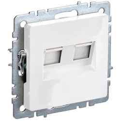 Розетка компьютерная двойная СП RJ45 кат.5E BRITE РК10-2-БрБ бел. IEK BR-K20-1-K01