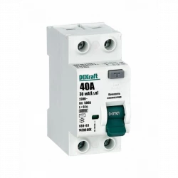 Выключатель дифференциального тока (УЗО) 2п 40А 30мА тип AC 6кА УЗО-03 DEKraft 14209DEK