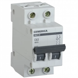 Выключатель автоматический модульный 2п С ВА47-29 63А 4.5кА GENERICA ИЭК MVA25-2-063-C