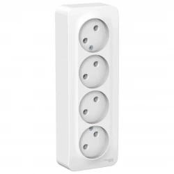 Розетка 4-м ОП Blanca 16А IP20 250В без заземл. без защ. шторок с изолир. пластиной бел. SE BLNRA000
