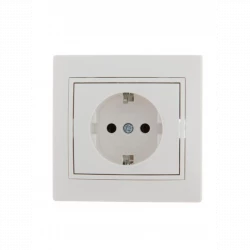 Розетка 1-м СП Mira 16А IP20 с заземл. с бел. вставкой керамика бел. LEZARD 701-0202-122