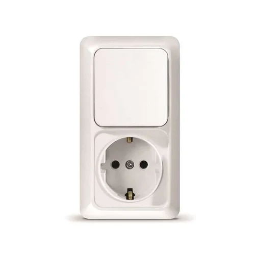 Блок ОП Олимп 1-кл. вык.+ роз. с заземл. верт. бел. UNIVersal О0038