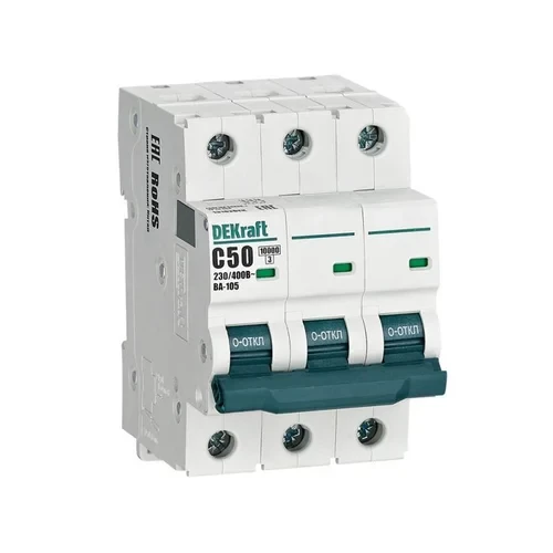 Выключатель автоматический модульный 3п C 50А 10кА ВА-105 DEKraft 13182DEK