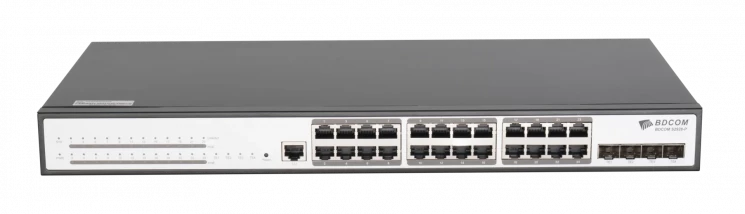 Управляемый PoE коммутатор уровня 3 BDCOM S2900-24P4Xv1, 24x 10/100/1000Base-T, PoE 802.3af/at до 370W, 4x 1/10GE SFP+, 220V AC