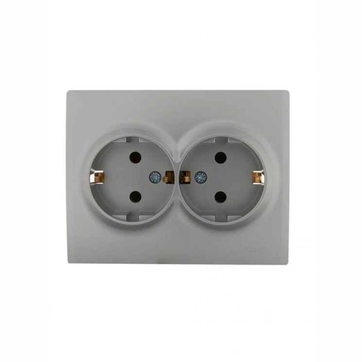 Розетка 2-м СП Karina с заземл. термопласт матов. серебр. LEZARD 707-4300-127B