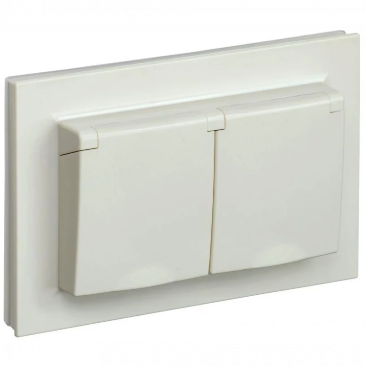 Розетка 2-м СП BRITE РСбш12-3-44-БрКр 16А в сборе IP44 с крышкой беж. IEK BR-R26-16-44-K10-F