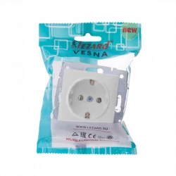 Розетка 1-м СП Vesna с заземл. ПБТ механизм бел. LEZARD 742-0288-122B