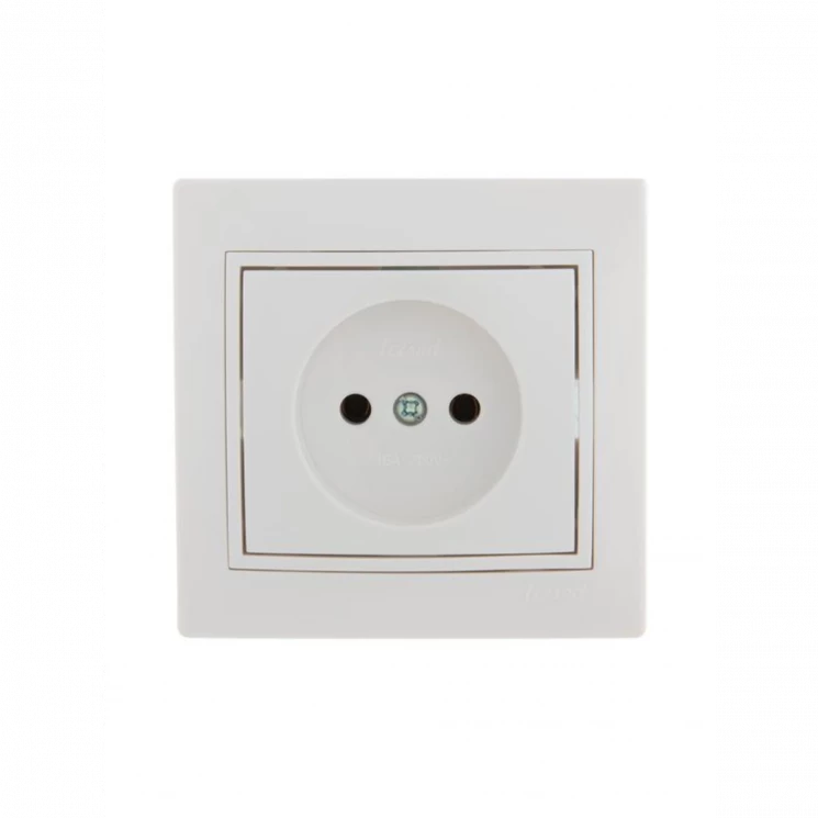 Розетка 1-м СП Mira 16А IP20 без заземл. с бел. вставкой керамика бел. LEZARD 701-0202-121