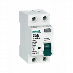 Выключатель дифференциального тока (УЗО) 2п 25А 30мА тип AC 6кА УЗО-03 DEKraft 14207DEK